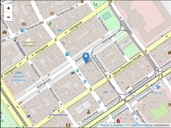 Map of the University of Vienna office in Kolingasse